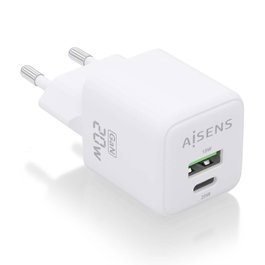 Aisens Cargador GaN 20W Blanco con USB-C y USB-A